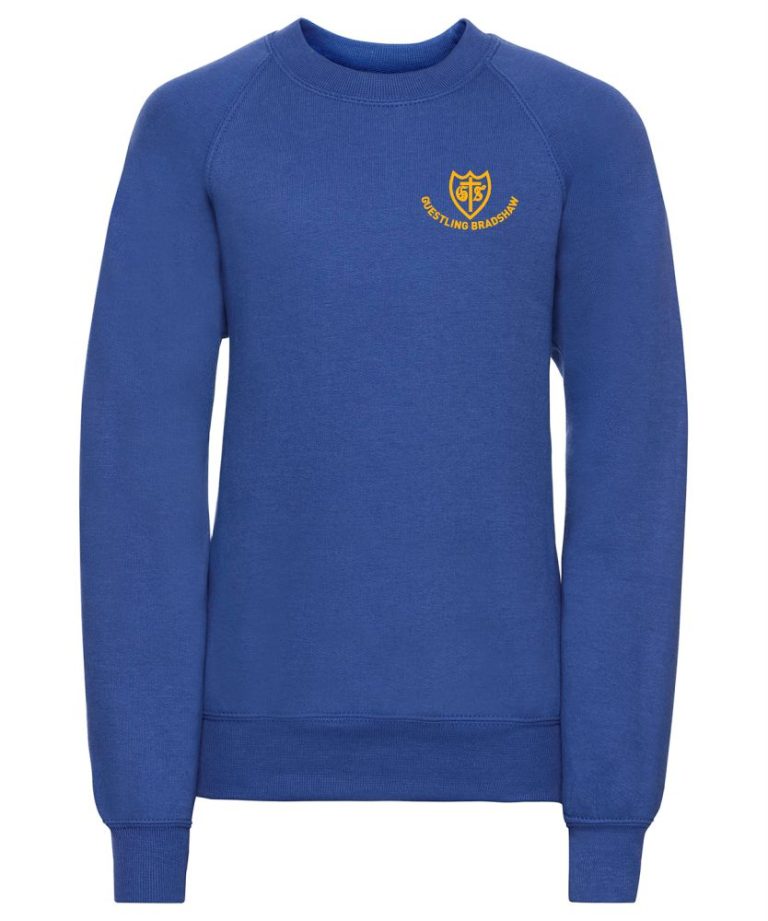 Frontal view of the Guestling Bradshaw royal blue sweatshirt