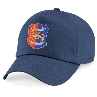 Side on view of the Hastings Athletic Club kids cap. A navy cap with the club's crest printed on the front.